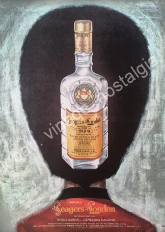 CARTEL ANTIGUO ORIGINAL DE GINEBRA SEAGERS OF LONDON /V278 / MUY RARO