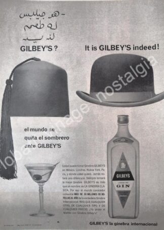 CARTEL ANTIGUO ORIGINAL DE GINEBRA GILBEYS 1964 /V298