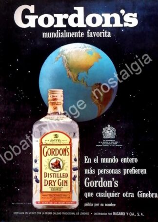 CARTEL ANTIGUO ORIGINAL DE GINEBRA GORDONS 1964 /V311