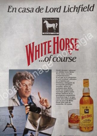 CARTEL ANTIGUO ORIGINAL DE WHISKY WHITE HORSE 1980s /V315