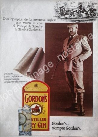 CARTEL ANTIGUO ORIGINAL DE GINEBRA GORDONS 1980s /V309