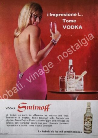 CARTEL ANTIGUO ORIGINAL DE VODKA SMIRNOFF 1965 /V306