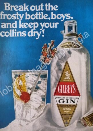 CARTEL ANTIGUO ORIGINAL DE GINEBRA GILBEYS 1970 /V297