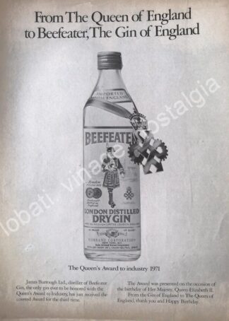 CARTEL ANTIGUO ORIGINAL DE GINEBRA BEEFEATER 1960s /V313