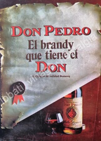 CARTEL ANTIGUO ORIGINAL DE BRANDY DON PEDRO 1965