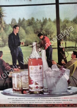CARTEL ANTIGUO ORIGINAL DE RON BACARDI 1960, DESPUES DEL DEPORTE