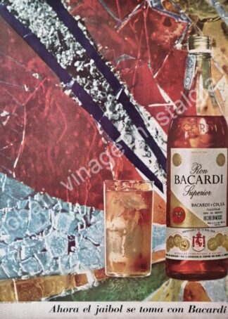 CARTEL ANTIGUO ORIGINAL DE RON BACARDI SUPERIOR 1960 -16