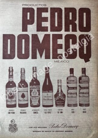 CARTEL ANTIGUO ORIGINAL DE VINOS PEDRO DOMEQC MEXICO 1969 /3