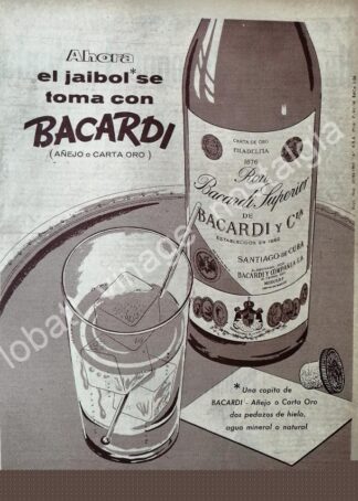 CARTEL ANTIGUO ORIGINAL DE RON BACARDI 1956 -19