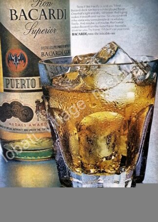 CARTEL ANTIGUO ORIGINAL DE RON BACARDI 1976 /32 U.S.A