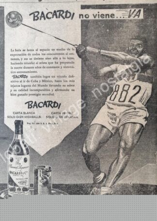 CARTEL ANTIGUO ORIGINAL DE RON BACARDI 1947 NO VIENE VA