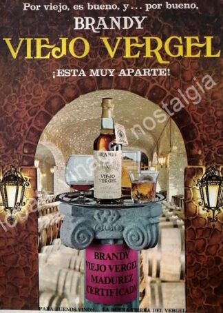 CARTEL ANTIGUO ORIGINAL DE BRANDY VIEJO VERGEL 1968