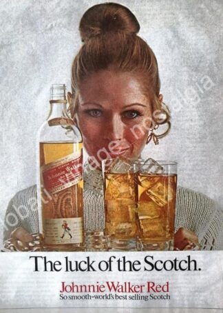 CARTEL ANTIGUO ORIGINAL DE WHISKY JHONNIE WALKER 1960s U.S.A / RARO