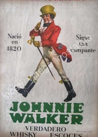 CARTEL ANTIGUO ORIGINAL DE WHISKY JHONNIE WALKER 1960 LO MAS APRECIADO