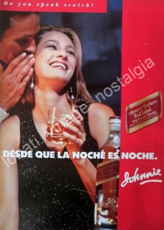 CARTEL ANTIGUO ORIGINAL DE WHISKY JHONNIE WALKER 1980s DESDE QUE LA NOCHE ES NOCHE 6