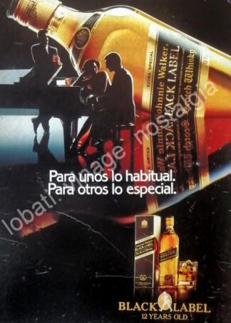 CARTEL ANTIGUO ORIGINAL DE WHISKY JHONNIE WALKER BLACK LABEL 1980s /8