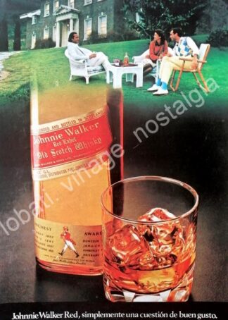CARTEL ANTIGUO ORIGINAL DE WHISKY JHONNIE WALKER RED LABEL 1980s /9