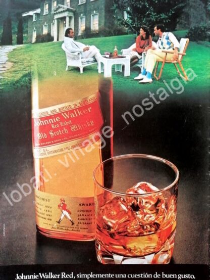 CARTEL ANTIGUO ORIGINAL DE WHISKY JHONNIE WALKER RED LABEL 1980s /9
