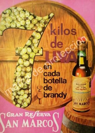 CARTEL ANTIGUO ORIGINAL DE BRANDY SAN MARCOS GRAN RESERVA 1970