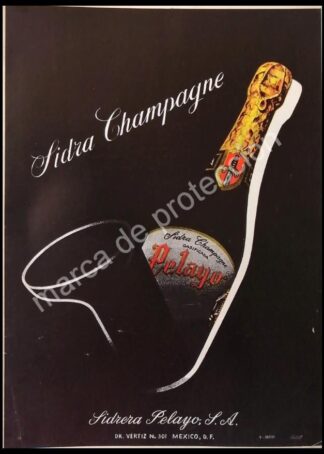 CARTEL ANTIGUO ORIGINAL DE SIDRA CHAMPAGNE PELAYO 1959 / RARO