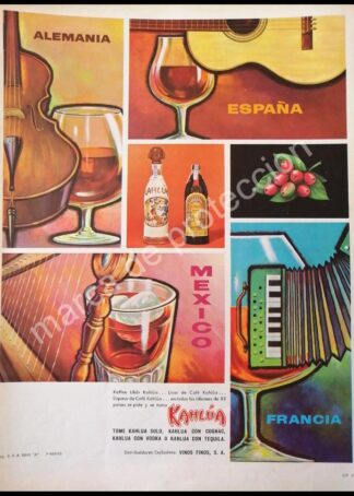 CARTEL ANTIGUO ORIGINAL DE LICOR DE CAFE KAHLUA 1963 /4