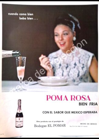 CARTEL ANTIGUO ORIGINAL DE VINOS POMA ROSA 1965 / RARO