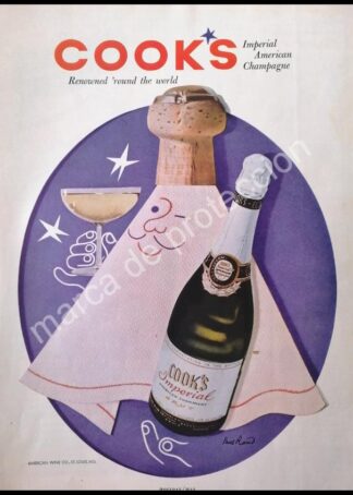 CARTEL ANTIGUO ORIGINAL DE CHAMPAGNE COOKS 1954 DIBUJO DE PAUL RAND / raro