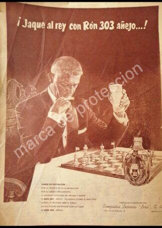 CARTEL ANTIGUO ORIGINAL DE RON 303 AÑEJO 1950s / RARO