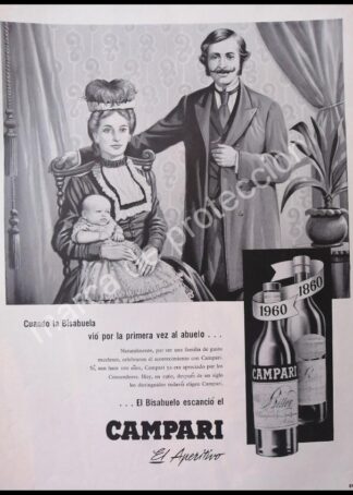 CARTEL ANTIGUO ORIGINAL DE VINOS CAMPARI 1960 CIEN ANIVERSARIO