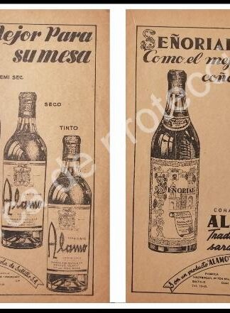 CARTEL ANTIGUO ORIGINAL DE VINOS ALAMO, CIA. VINICOLA DE SALTILLO 1949