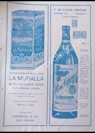 CARTEL ANTIGUO ORIGINAL DE VINOS MIRAMAR. RON SUPERIOR 1920 Y ACEITES