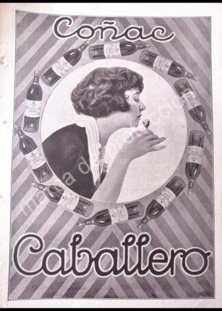 CARTEL ANTIGUO ORIGINAL DE COGNAC CABALLERO 1920 ESPAÑA / RARO