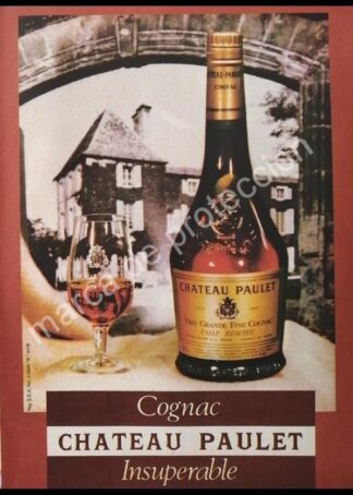 CARTEL ANTIGUO ORIGINAL DE COGNAC CHATEAU PAULET 1970s