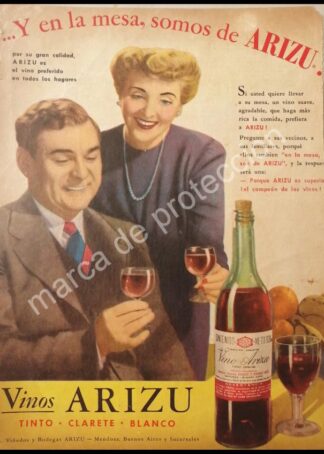CARTEL ANTIGUO ORIGINAL DE VINOS ARIZU 1930s