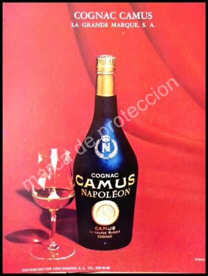 CARTEL ANTIGUO ORIGINAL DE COGNAC CAMUS NAPOLEON 1970s