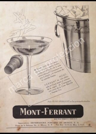 CARTEL ANTIGUO ORIGINAL DE CHAMPAGNE MONT FERRANT 1941 / MUY RARO