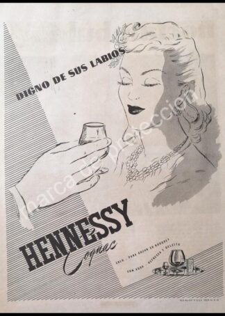 CARTEL ANTIGUO ORIGINAL DE COGNAC HENESSY 1946