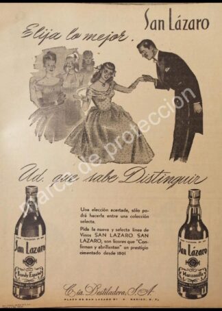 CARTEL ANTIGUO ORIGINAL DE VINOS SAN LAZARO 1947 /3