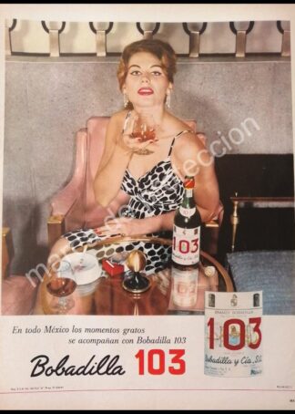 CARTEL ANTIGUO ORIGINAL DE BRANDY BOBADILLA 103 / 1961 -1