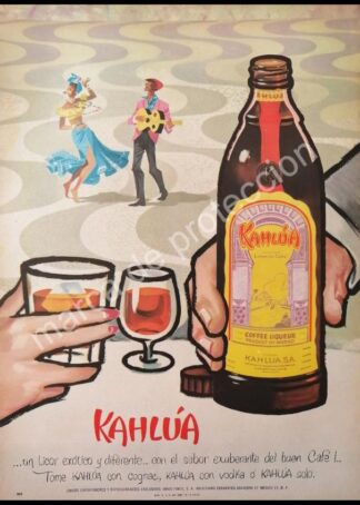 CARTEL ANTIGUO ORIGINAL DE LICOR DE CAFE KAHLUA 1960 -2