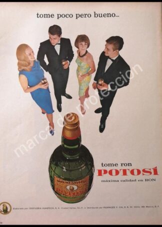 CARTEL ANTIGUO ORIGINAL DE RON POTOSI 1965 / DESTILERIA HUASTECA -3 RARO