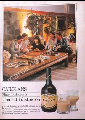 CARTEL ANTIGUO ORIGINAL DE CREMA IRLANDESA CAROLANS 1980s ESPAÑA