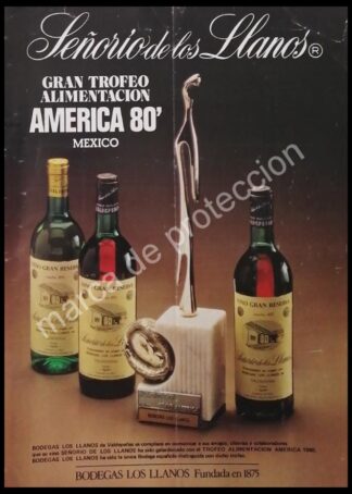 CARTEL ANTIGUO ORIGINAL DE VINOS SEÑORIO DE LOS LLANOS. 1980s