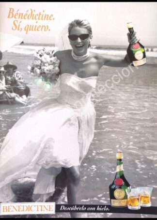 CARTEL ANTIGUO ORIGINAL DE VINOS BENEDICTINE 1980s SI QUIERO