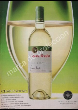CARTEL ANTIGUO ORIGINAL DE VINOS CHARDONNAY GRAN FEUDO 1980s