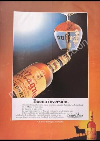 CARTEL ANTIGUO ORIGINAL DE BRANDY MAGNO. BODEGAS OSBORNE 1990