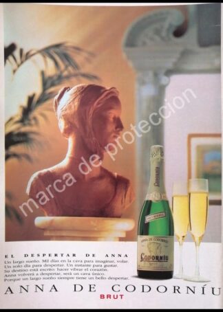 CARTEL ANTIGUO ORIGINAL DE VINOS BRUT ANNA DE CORDONIU 1980s