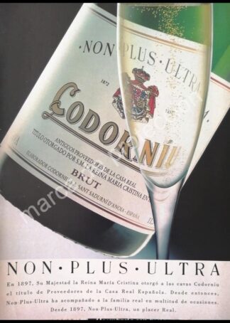 CARTEL ANTIGUO ORIGINAL DE VINOS CORDONIU. NON PLUS ULTRA 1980s