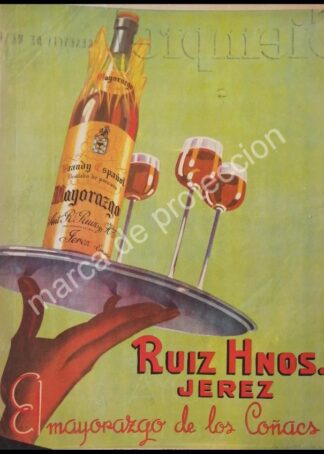 CARTEL ANTIGUO ORIGINAL DE BRANDY RUIZ HERMANOS 1955 MUY RARO