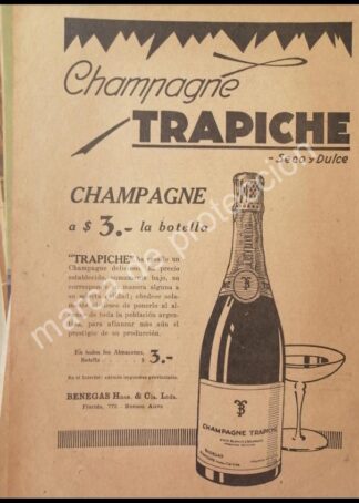 CARTEL ANTIGUO ORIGINAL DE CHAMPAGNE TRAPICHE 1928